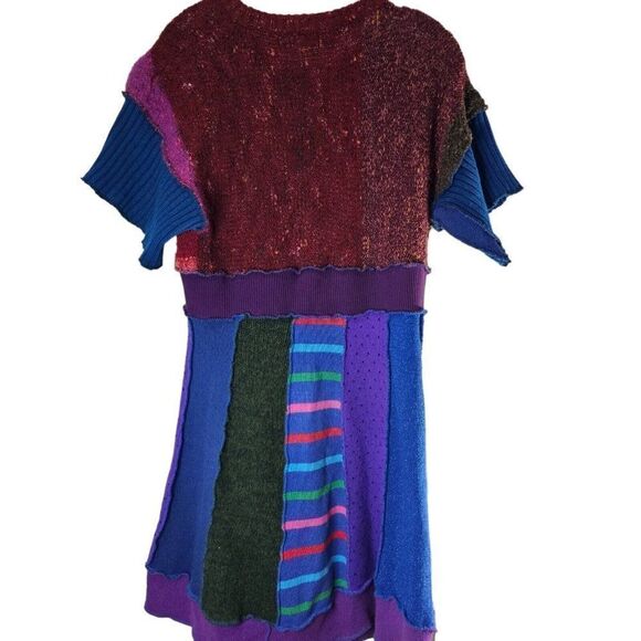 Vintage 80s Mariea Kim Dress Womens Size Large Purple Pink Sweater Art to Wear - Picture 8 of 8